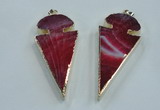 NGP1572 30*65mm arrowhead agate gemstone pendants