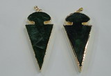 NGP1573 30*65mm arrowhead agate gemstone pendants