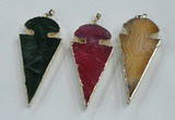 NGP1574 30*65mm arrowhead agate gemstone pendants