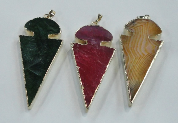 NGP1574 30*65mm arrowhead agate gemstone pendants