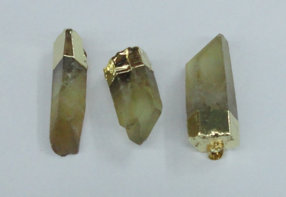 NGP1668 12*35mm - 18*50mm faceted nuggets lemon quartz pendants