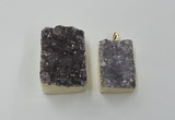 NGP1670 25*35mm - 30*45mm rectangle druzy amethyst pendants