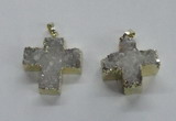 NGP1680 25*26mm - 27*28mm cross druzy agate pendants wholesale