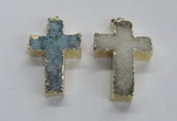 NGP1686 30*45mm - 32*50mm cross druzy agate pendants wholesale