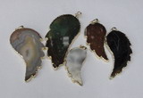 NGP1695 20*40mm - 35*70mm carved leaf agate gemstone pendants