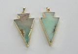 NGP1703 27*47mm arrowhead australia chrysoprase pendants