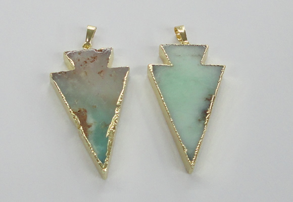 NGP1703 27*47mm arrowhead australia chrysoprase pendants