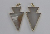 NGP1713 28*50mm - 30*55mm arrowhead agate gemstone pendants