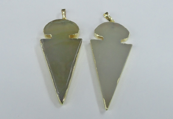 NGP1721 30*65mm arrowhead agate gemstone pendants wholesale