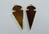 NGP1722 30*65mm arrowhead agate gemstone pendants wholesale