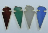 NGP1725 30*65mm arrowhead agate gemstone pendants wholesale