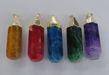 NGP1739 17*60mm faceted nuggets agate gemstone pendants wholesale