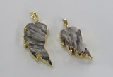 NGP1742 15*30mm - 20*40mm carved leaf druzy agate pendants