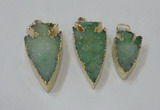 NGP1748 20*30mm - 25*50mm arrowhead druzy agate gemstone pendants