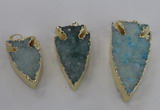 NGP1749 20*30mm - 25*50mm arrowhead druzy agate gemstone pendants