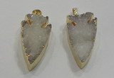 NGP1750 20*30mm - 25*50mm arrowhead druzy agate gemstone pendants