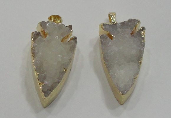 NGP1750 20*30mm - 25*50mm arrowhead druzy agate gemstone pendants