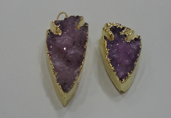 NGP1751 20*30mm - 25*50mm arrowhead druzy agate gemstone pendants