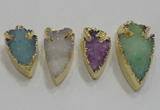 NGP1752 20*30mm - 25*50mm arrowhead druzy agate gemstone pendants