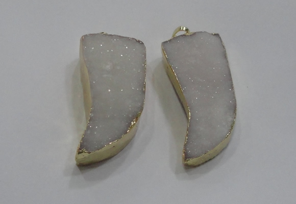 NGP1753 20*45mm oxhorn druzy agate gemstone pendants