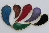 NGP1774 25*45mm - 35*65mm wing-shaped agate gemstone pendants