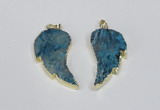 NGP1788 20*40mm - 25*45mm wing-shaped druzy agate pendants