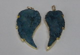 NGP1790 30*60mm - 35*65mm wing-shaped druzy agate pendants