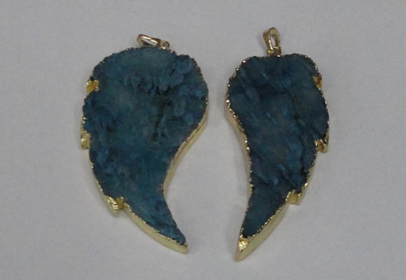 NGP1790 30*60mm - 35*65mm wing-shaped druzy agate pendants