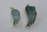 NGP1803 35*40mm - 45*50mm wing-shaped plated druzy agate pendants