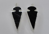 NGP1807 25*60mm - 30*65mm arrowhead black agate pendants