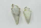 NGP1811 22*40mm - 28*48mm arrowhead druzy agate gemstone pendants