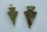 NGP1817 18*38mm - 28*45mm arrowhead druzy agate gemstone pendants