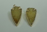 NGP1872 20*30mm - 25*50mm arrowhead druzy agate gemstone pendants