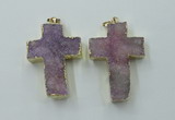 NGP1878 30*45mm - 32*50mm cross druzy agate gemstone pendants