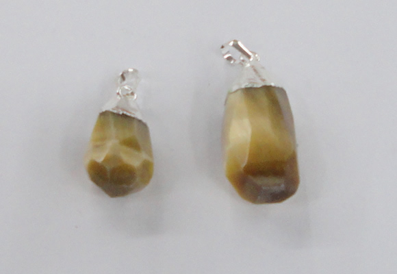 NGP1915 14*30mm - 15*35mm faceted nuggets golden tiger eye pendants