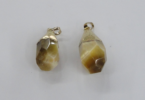 NGP1916 14*30mm - 15*35mm faceted nuggets golden tiger eye pendants