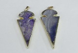 NGP1925 30*65mm arrowhead agate gemstone pendants wholesale