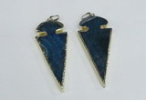 NGP1926 30*65mm arrowhead agate gemstone pendants wholesale