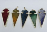 NGP1927 30*65mm arrowhead agate gemstone pendants wholesale