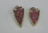 NGP1940 20*30mm - 25*50mm arrowhead druzy agate gemstone pendants