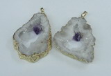 NGP1950 30*40mm - 45*55mm freeform druzy agate & amethyst pendants