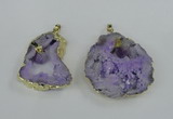 NGP1951 30*40mm - 45*55mm freeform druzy agate & amethyst pendants