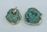 NGP1955 30*40mm - 45*55mm freeform druzy agate & amethyst pendants