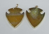 NGP1963 47*57mm arrowhead agate gemstone pendants wholesale