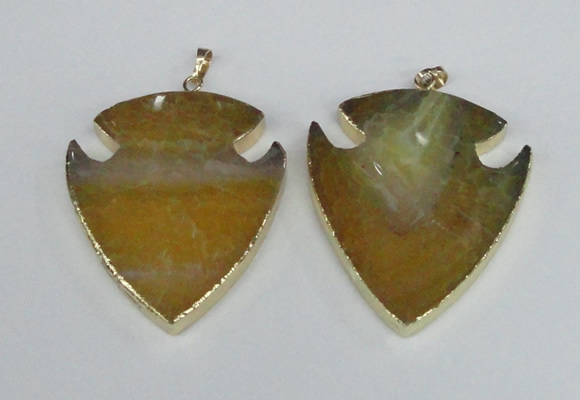 NGP1963 47*57mm arrowhead agate gemstone pendants wholesale