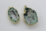 NGP1972 25*40mm - 30*50mm freeform druzy agate gemstone pendants