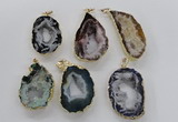 NGP1974 25*40mm - 30*50mm freeform druzy agate gemstone pendants