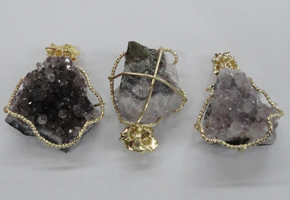 NGP1992 35*40mm - 40*45mm freeform druzy amethyst pendants