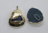 NGP1998 35*45mm - 40*50mm freeform plated druzy agate pendants