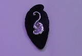 NGP2000 22*45mm carved silver plated matte black obsidian pendants